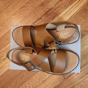 Franco Sarto Cognac Leather Gladiator Sandals